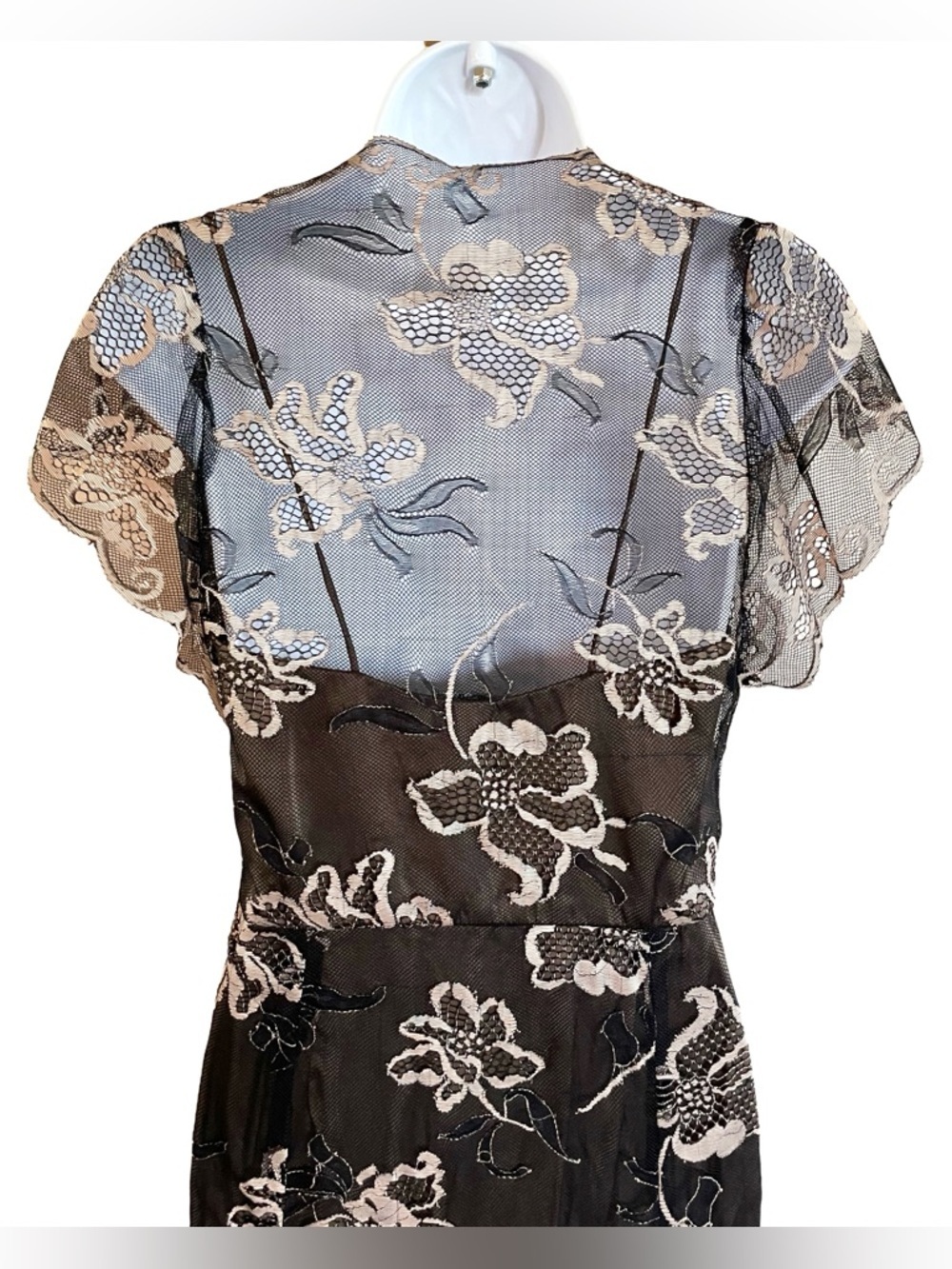 James Coviello Olive Lace Floral Maxi Dress Size 4 Romantic - Picture 4 of 6